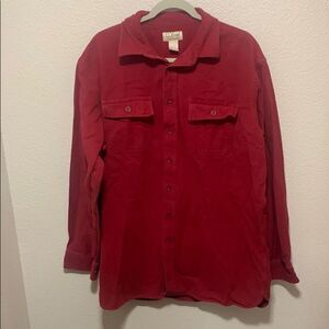 L.L. Bean Red Casual Button Down Flannel